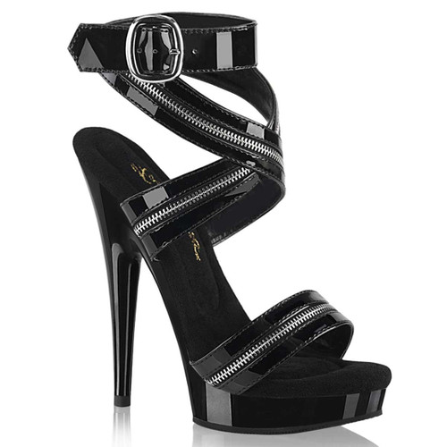 SULTRY-619, 6" Platform W/Zipper Inlaid Wrap Sandal By Fabulicious