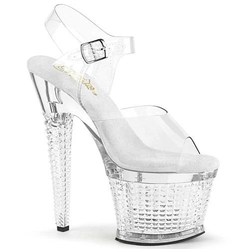 SPECTATOR-708, 7" Textured Platform Ankle Strap Sandal by Pleaser