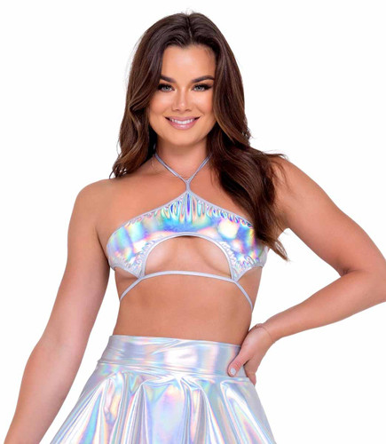 R-6111 - Holographic Raver Keyhole Tie-Top By Roma