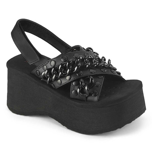 FUNN-12, 2.5" Slingback Criss Cross Platform Sandal By Demonia