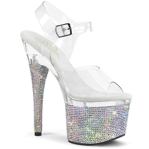 ESTEEM-708DM, 7" Rhinestones Encrusted Platform Sandals By Pleaser USA
