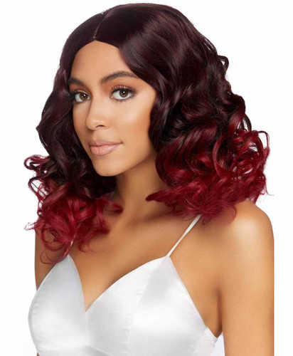 A2865, Burgundy Curly Ombre Bob Wig By Leg Avenue