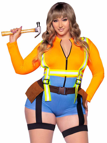 LA87108X, Plus Size Nailed It Construction Worker Costume By Leg Avenue