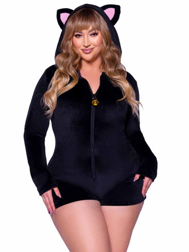 LA87142X, Plus Size Comfy Cat Romper By Leg Avenue