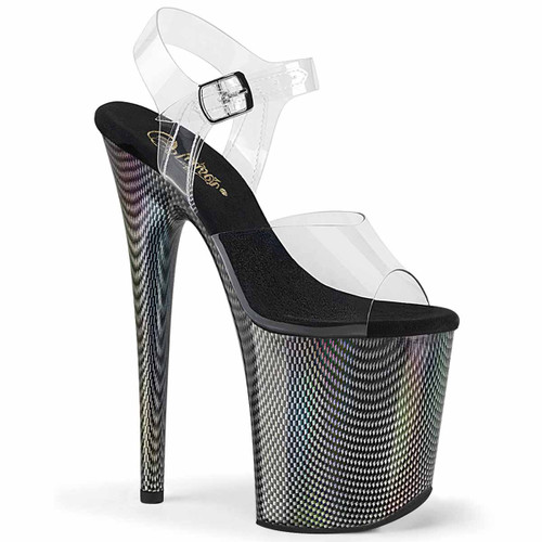 FLAMINGO-808HCP, 8 Inch Ankle Strap with Circular Pattern Platform By Pleaser