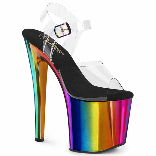 ENCHANT-708RC, Rainbow Platform Ankle Strap Sandal By Pleaser