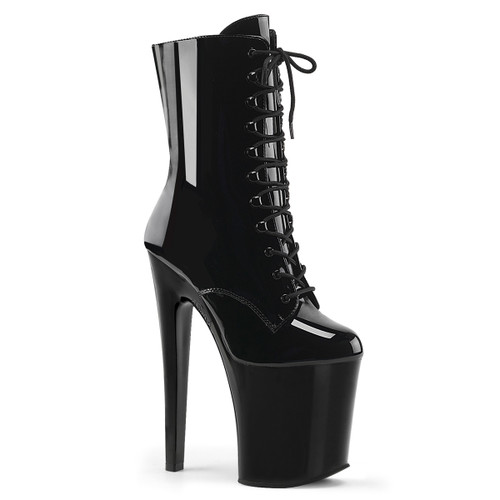 XTREME-1020, 8 Inch Black Ankle Boots By Pleaser USA
