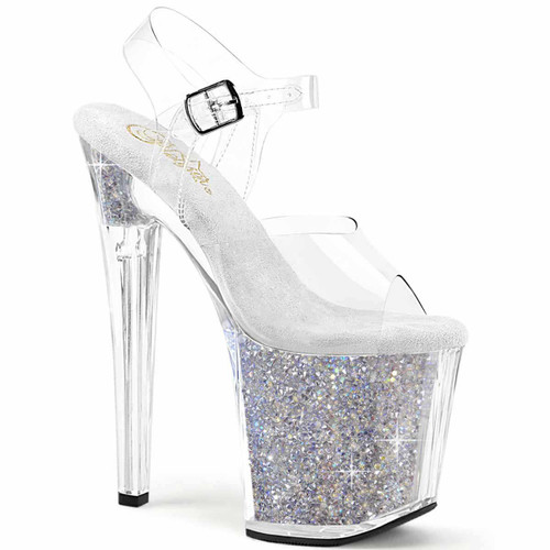 Enchant-708RSI, Ankle Strap Sandal with Rhinestones Insert in Platform By Pleaser