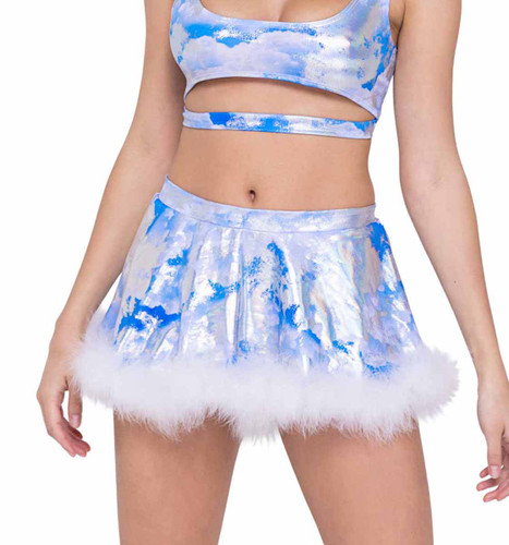 R-6303 - Cloud Print Skirt By Roma