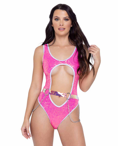 R-6234 - Sequin Cutout Romper By Roma