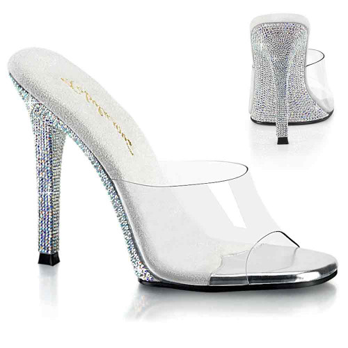 GALA-01DM, 4.5" Rhinestones Clear Slide By Pleaser