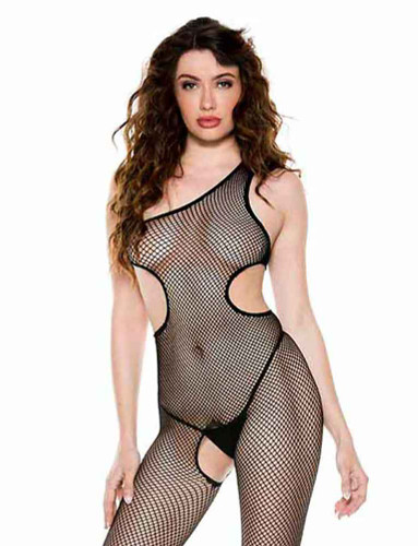 ML-1102, One Shoulder Fishnet Body Stocking By Music Legs