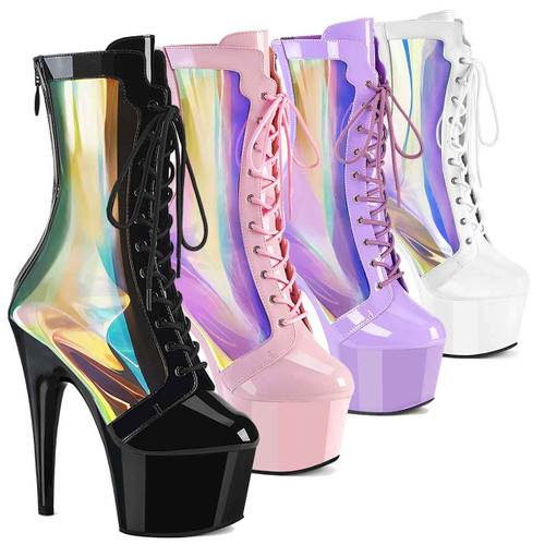 ADORE-1047, Holographic Side Panel Ankle Boots By Pleaser USA