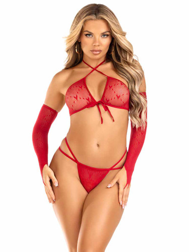 LA89318, Mini Heart Print Top and G-String Set By Leg Avenue