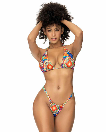 MA67048, Crotchet Print Halter Bikini Set By Mapale