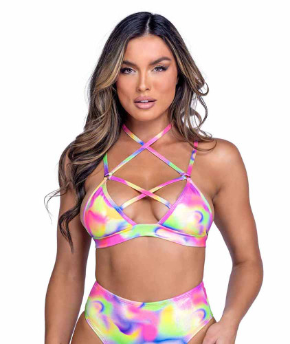 PR-6464, Shimmer Criss-Cross Bikini Top By Roma