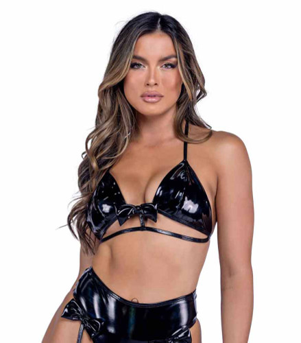 PR-6475, Vinyl Bikini Top with Bow Detail By Roma