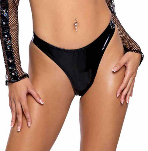 PR-6483, Vinyl Thong Back Shorts By Roma