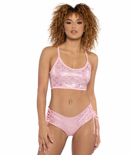 JR-122, Pink Scale Top & Short Set By J. Valentine