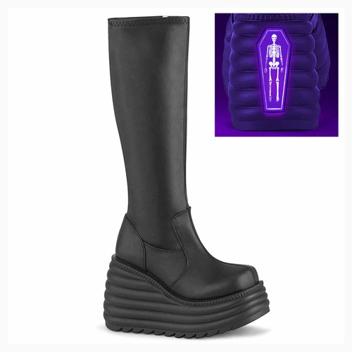 BLAZE-152, 4.5 Inch Platform Wedge Knee Boots with Geometric