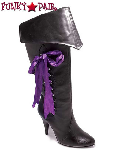 418-Pirate, Women's Pirate Boot with Purple Lace by Ellie Shoes