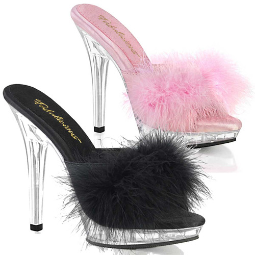 LIP-101-8, 5" Marabou Slipper By Fabulicious