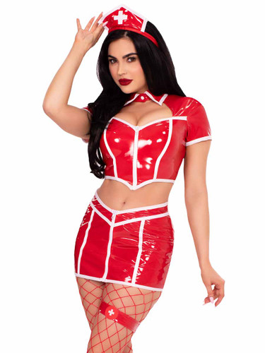 LA87258,  Red Alert Nurse Costume By Leg Avenue