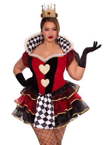 LA87219X, Plus Size Queen of Hearts Costume By Leg Avenue