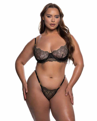 R-LI832Q, Metallic Embroidery Plus Size Top and Bottom By Roma