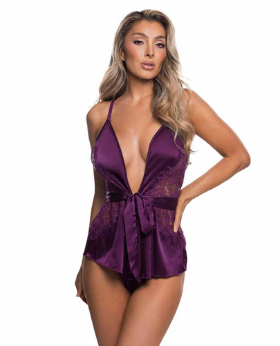 R-LI867, Satin and Lace Romper By Roma