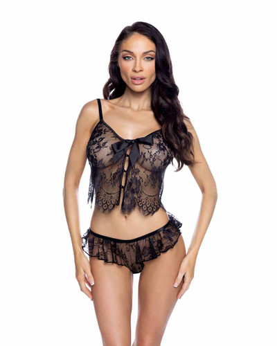 R-LI868, 2pc Black Lace Cami Set By Roma