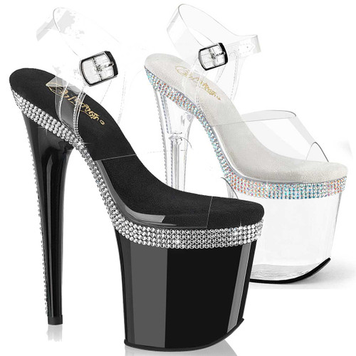 FLAMINGO-808MLS, 8 Inch Heel Rhinestones Platform Sandal By Pleaser USA