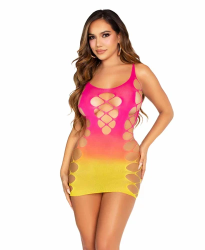 LA87252, Ombre Mini Dress  Color Sunset