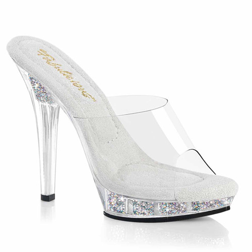 LIP-101RSI, 5 Inch Heel Slide with AB Rhinestones Inserted By Fabulicious