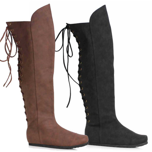 119-RICHARD,  1" Men's Over the Knee Boot with Laces in Back By Ellie 1031 Costume Boots