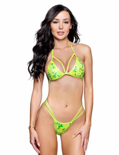 R6778, Neon Yellow Strappy Bikini Set