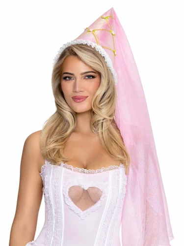 A2935, Medieval Baby Pink Hennin Hat By Leg Avenue