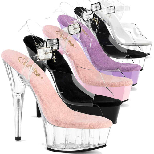 DELIGHT-608, 6 Inch Platform Clear Ankle Strap By Pleaser USA