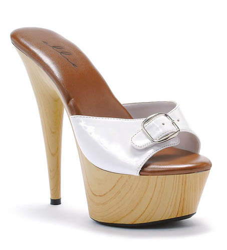 Ellie Shoes 609-Barbara Wood Platform Slide
