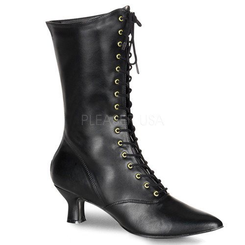 Victorian-120, Women Victorian Boot Black Faux Leather
