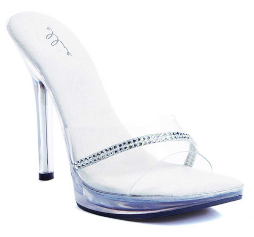 502-Jesse, 5 Inch High Heel Clear Sandal with Rhinestones by ELLIE Shoes