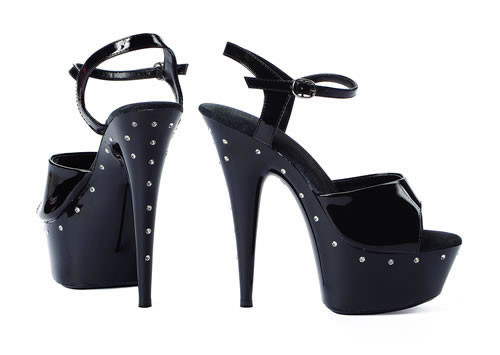 609-Sparky, 6 Inch Stiletto High Heel with 1.75 Inch Platform Sandal with Ankle Strap Made by ELLIE Shoes