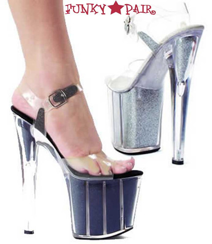 821-Glitter, 8 Inch Stiletto High Heel with 3.75 Inch Platform Glitter Filled Sandal Made By ELLIE Shoes