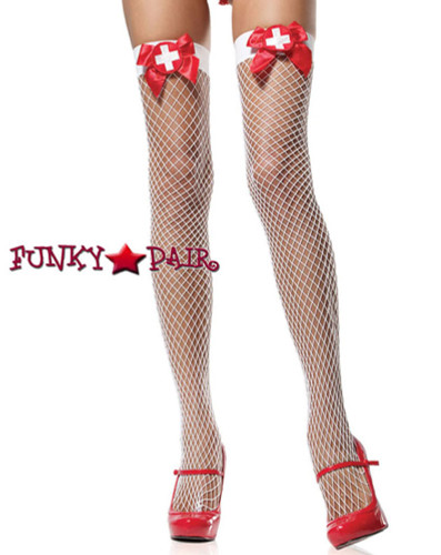 White Stockings FishNet with Nurse Badge | Leg Avenue (9511)