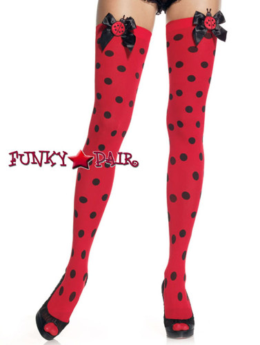 Red/Black Polka Dot Stockings with Ladybug | Leg Avenue (6253)