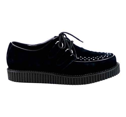 Creeper-602S Black Suede Creeper By Demonia