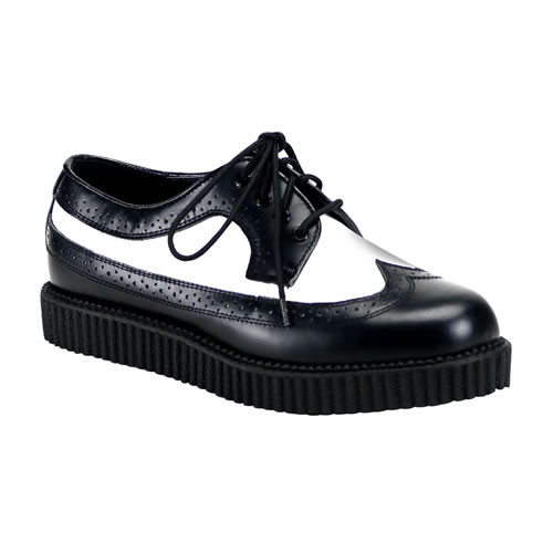 Creeper-608, Black/White Oxford Leather Creeper * Creeper-608 Made by Demonia