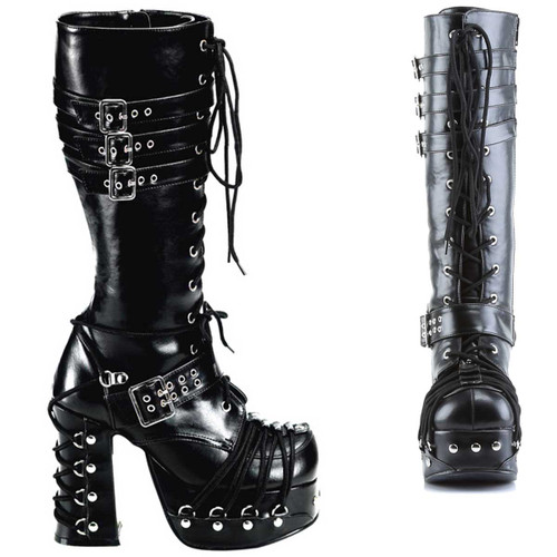 Charade-206, Charade-206, Goth Punk Lolita Corset Lace Up Knee Boot by Demonia Women's Boots