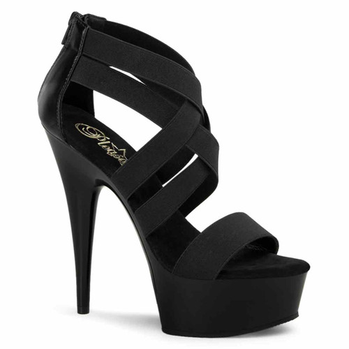 Delight-669, Black 6 Inch Criss Cross Closed Back Sandal By  Pleaser USA