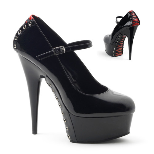 Pleaser Shoes | Delight-687FH, Platform Mary Jane Pump with Corset Style